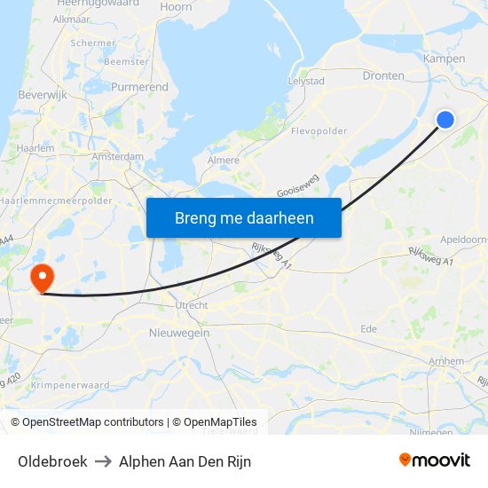 Oldebroek to Alphen Aan Den Rijn map