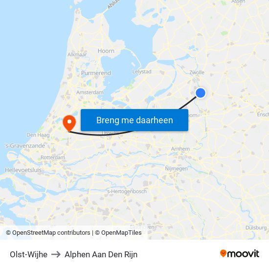 Olst-Wijhe to Alphen Aan Den Rijn map