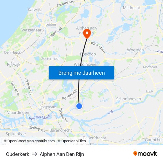 Ouderkerk to Alphen Aan Den Rijn map