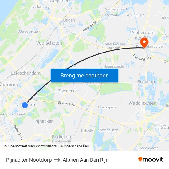 Pijnacker-Nootdorp to Alphen Aan Den Rijn map