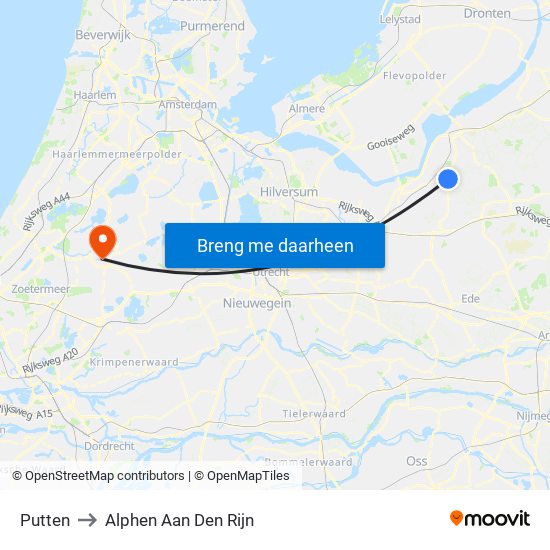 Putten to Alphen Aan Den Rijn map