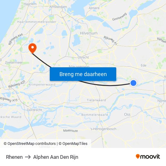 Rhenen to Alphen Aan Den Rijn map