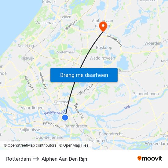 Rotterdam to Alphen Aan Den Rijn map