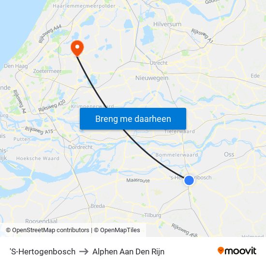 'S-Hertogenbosch to Alphen Aan Den Rijn map