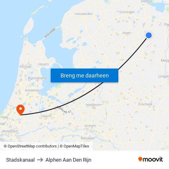 Stadskanaal to Alphen Aan Den Rijn map