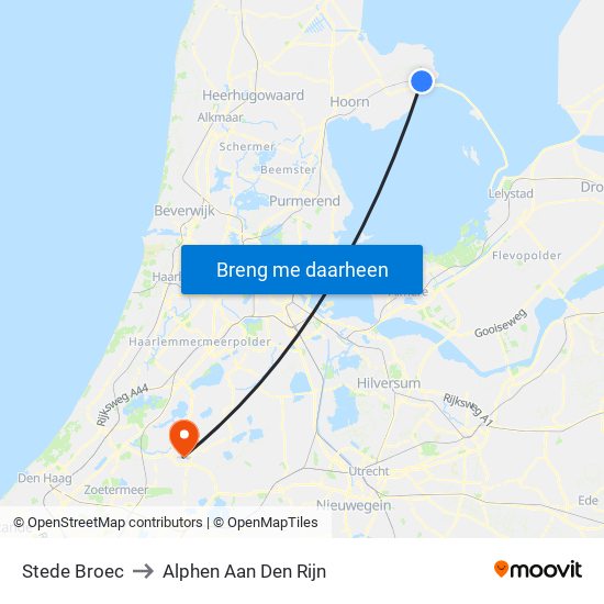Stede Broec to Alphen Aan Den Rijn map