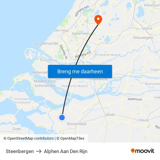 Steenbergen to Alphen Aan Den Rijn map
