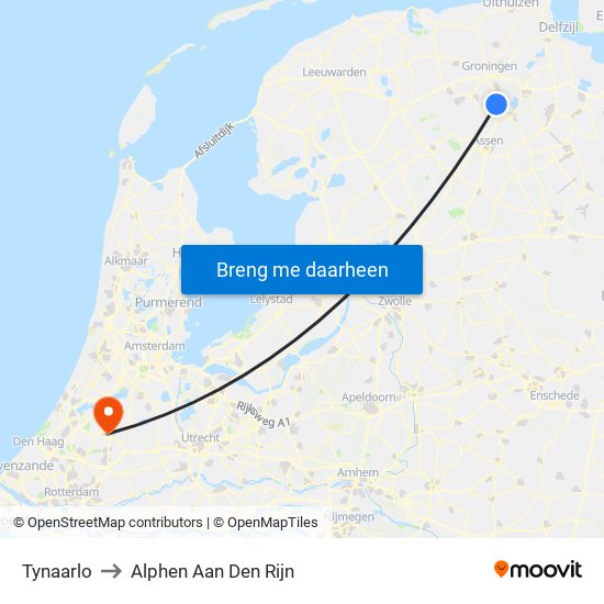 Tynaarlo to Alphen Aan Den Rijn map