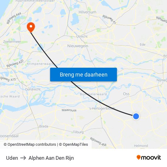 Uden to Alphen Aan Den Rijn map