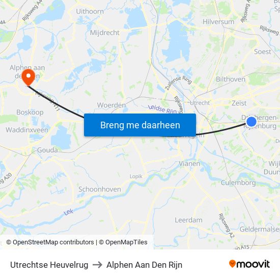 Utrechtse Heuvelrug to Alphen Aan Den Rijn map