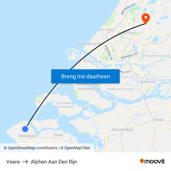 Veere to Alphen Aan Den Rijn map