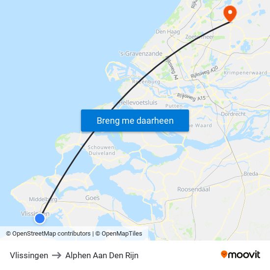 Vlissingen to Alphen Aan Den Rijn map