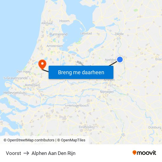 Voorst to Alphen Aan Den Rijn map