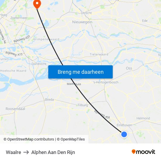 Waalre to Alphen Aan Den Rijn map