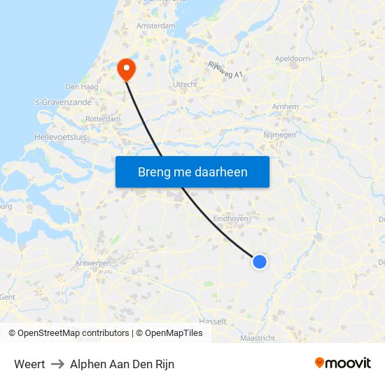 Weert to Alphen Aan Den Rijn map