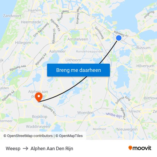 Weesp to Alphen Aan Den Rijn map