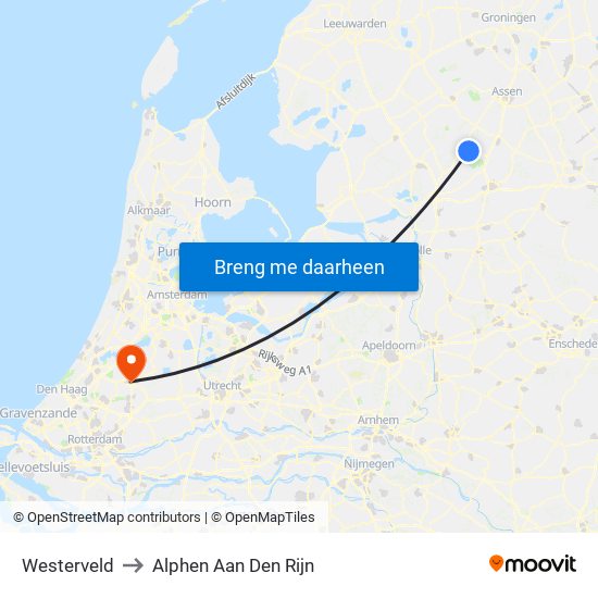 Westerveld to Alphen Aan Den Rijn map