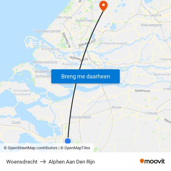 Woensdrecht to Alphen Aan Den Rijn map