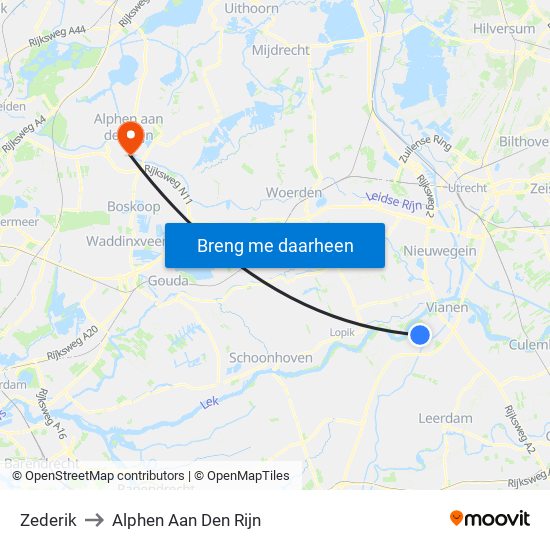 Zederik to Alphen Aan Den Rijn map