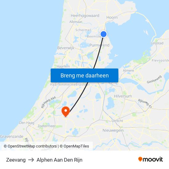 Zeevang to Alphen Aan Den Rijn map