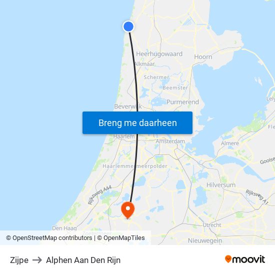 Zijpe to Alphen Aan Den Rijn map