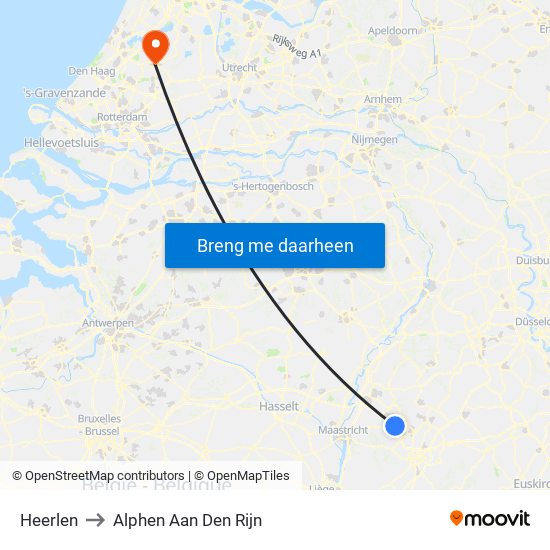 Heerlen to Alphen Aan Den Rijn map