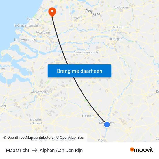 Maastricht to Alphen Aan Den Rijn map