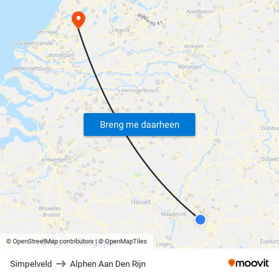 Simpelveld to Alphen Aan Den Rijn map