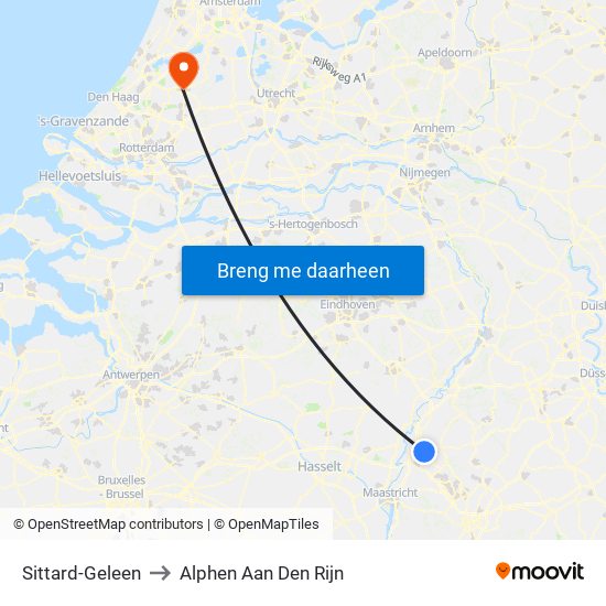 Sittard-Geleen to Alphen Aan Den Rijn map