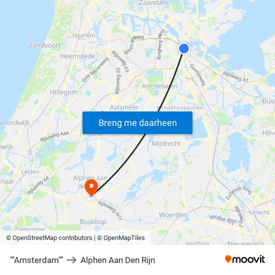 ""Amsterdam"" to Alphen Aan Den Rijn map