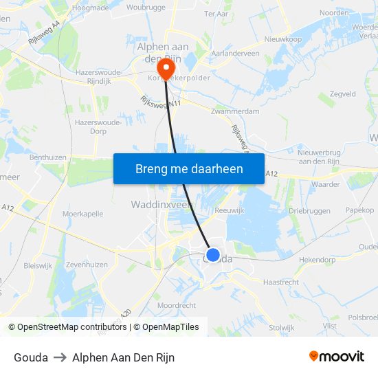 Gouda to Alphen Aan Den Rijn map
