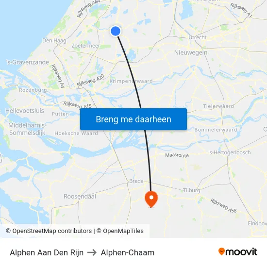 Alphen Aan Den Rijn to Alphen-Chaam map