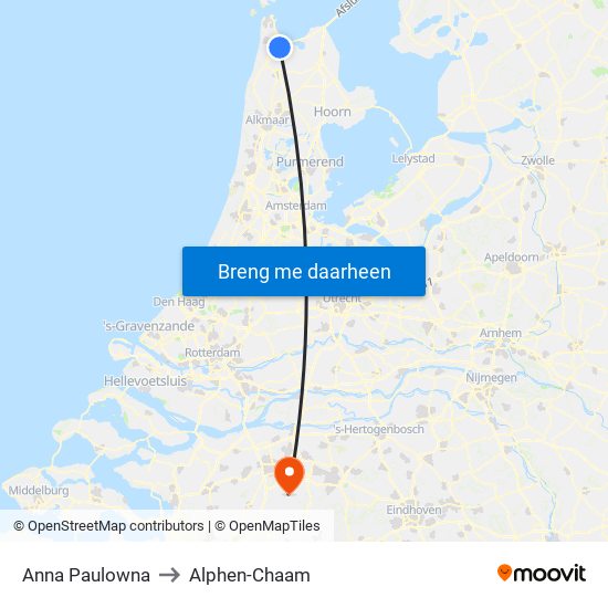Anna Paulowna to Alphen-Chaam map