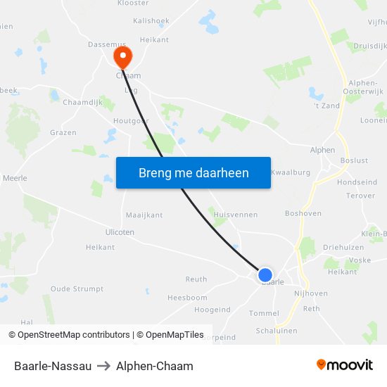 Baarle-Nassau to Alphen-Chaam map