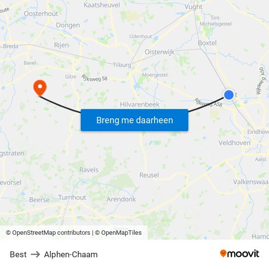Best to Alphen-Chaam map