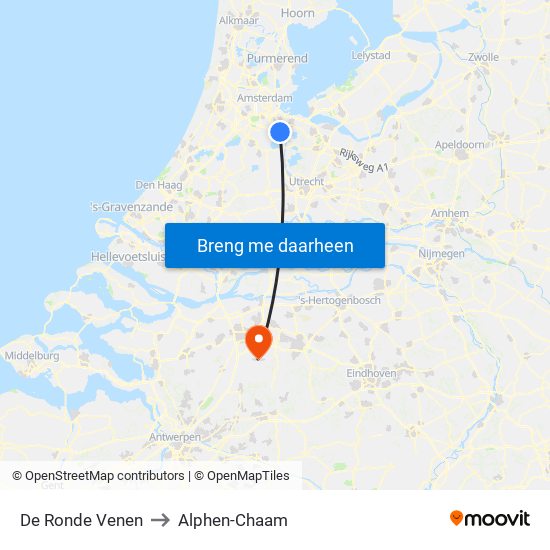 De Ronde Venen to Alphen-Chaam map