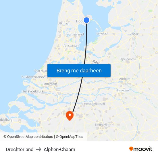 Drechterland to Alphen-Chaam map