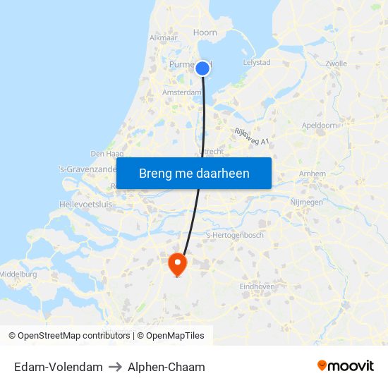 Edam-Volendam to Alphen-Chaam map