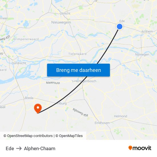 Ede to Alphen-Chaam map