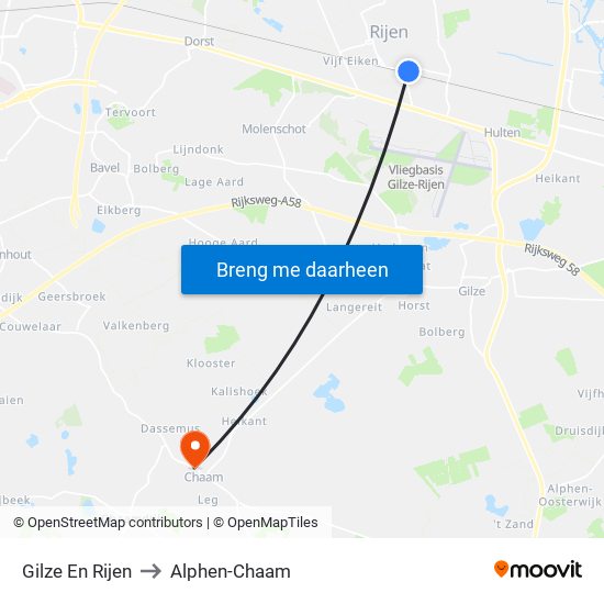 Gilze En Rijen to Alphen-Chaam map