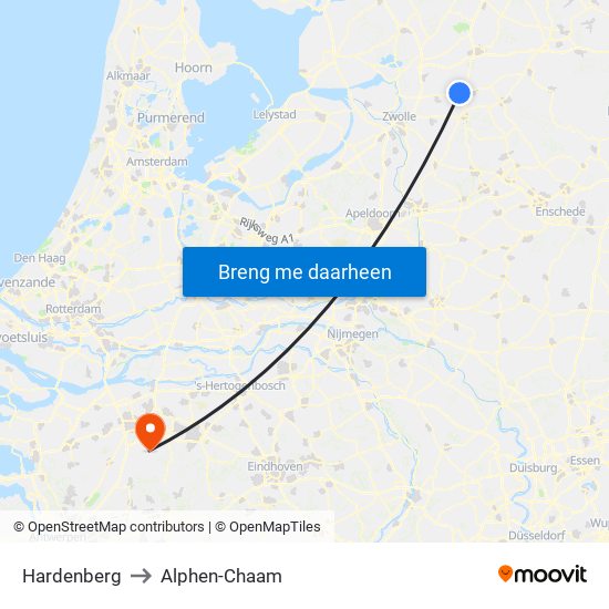 Hardenberg to Alphen-Chaam map