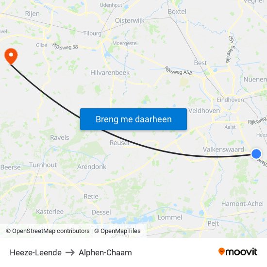 Heeze-Leende to Alphen-Chaam map