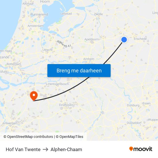 Hof Van Twente to Alphen-Chaam map