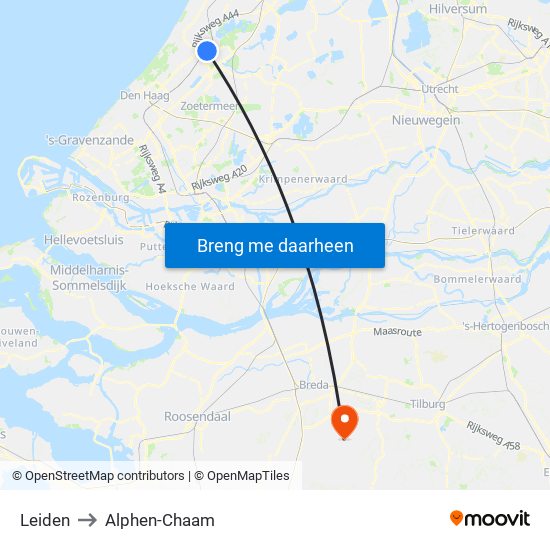Leiden to Alphen-Chaam map