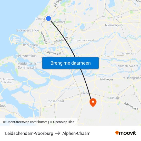 Leidschendam-Voorburg to Alphen-Chaam map