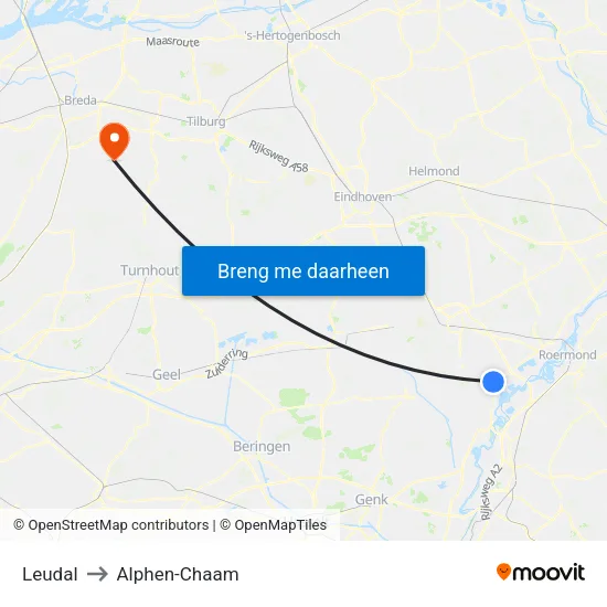 Leudal to Alphen-Chaam map