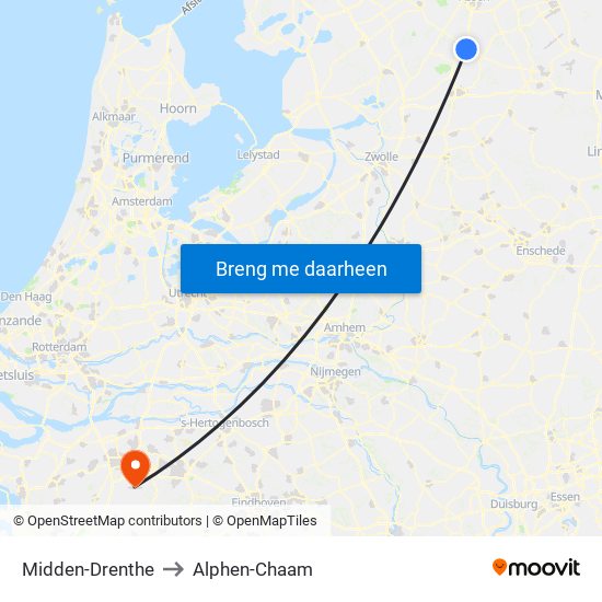 Midden-Drenthe to Alphen-Chaam map