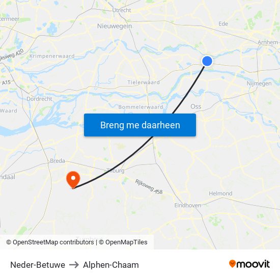 Neder-Betuwe to Alphen-Chaam map