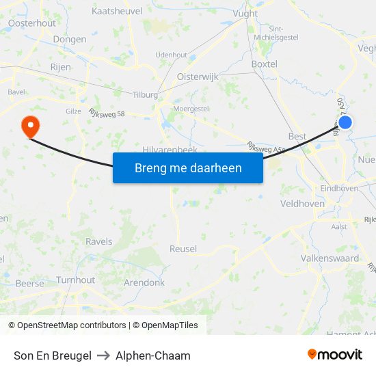 Son En Breugel to Alphen-Chaam map