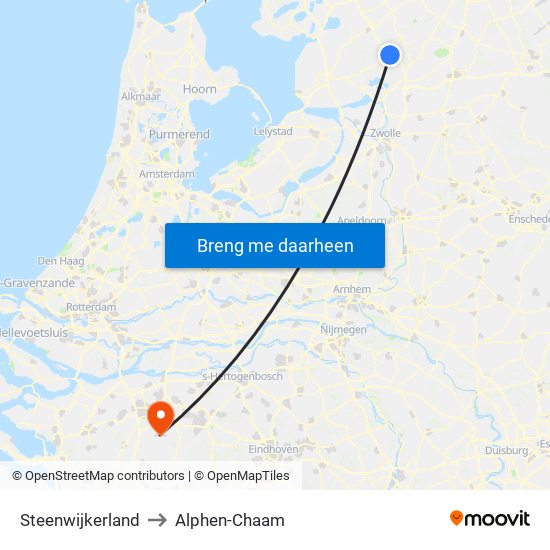 Steenwijkerland to Alphen-Chaam map